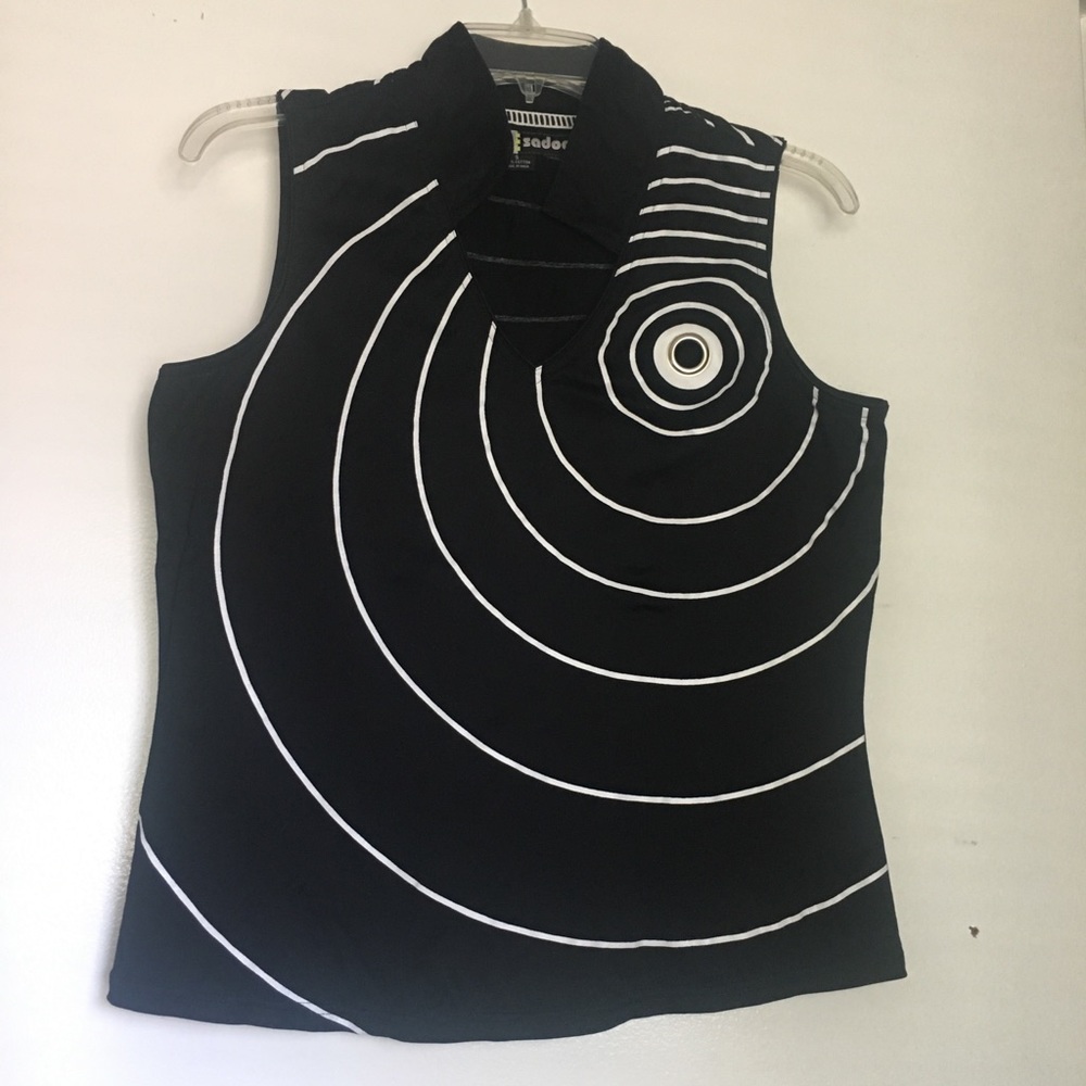 Black and white top.